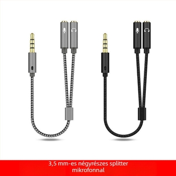 3,5 mm-es audió osztó kábel, egy–kettő PC-hez és mobilhoz, mikrofon csatlakozás (Maganyag: Oxygen-free copper; Vezetőanyag: Fiber optic; Márka: Other; Tanúsítás: Other)