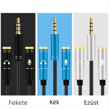 3,5 mm-es audió osztó kábel, egy–kettő PC-hez és mobilhoz, mikrofon csatlakozás (Maganyag: Oxygen-free copper; Vezetőanyag: Fiber optic; Márka: Other; Tanúsítás: Other)