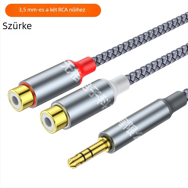 USB-C–ről 3,5 mm-es sztereó adapterkábellel, két RCA női kimenettel, aranyozott, réz vezető, OEM elérhető