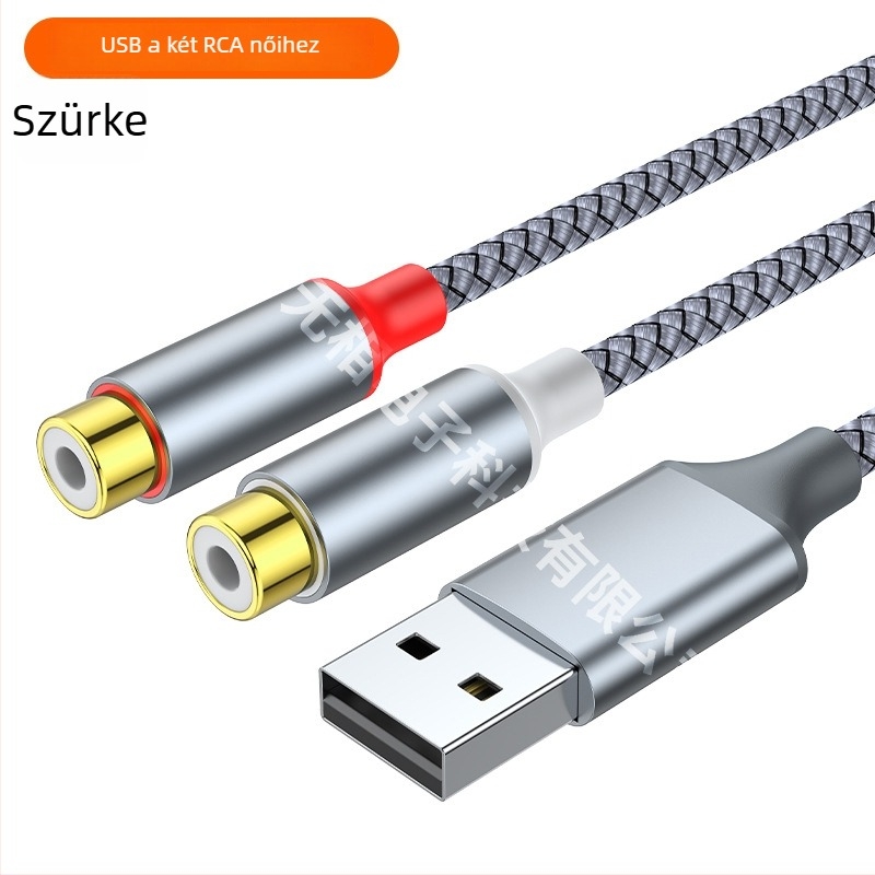 USB-C–ről 3,5 mm-es sztereó adapterkábellel, két RCA női kimenettel, aranyozott, réz vezető, OEM elérhető