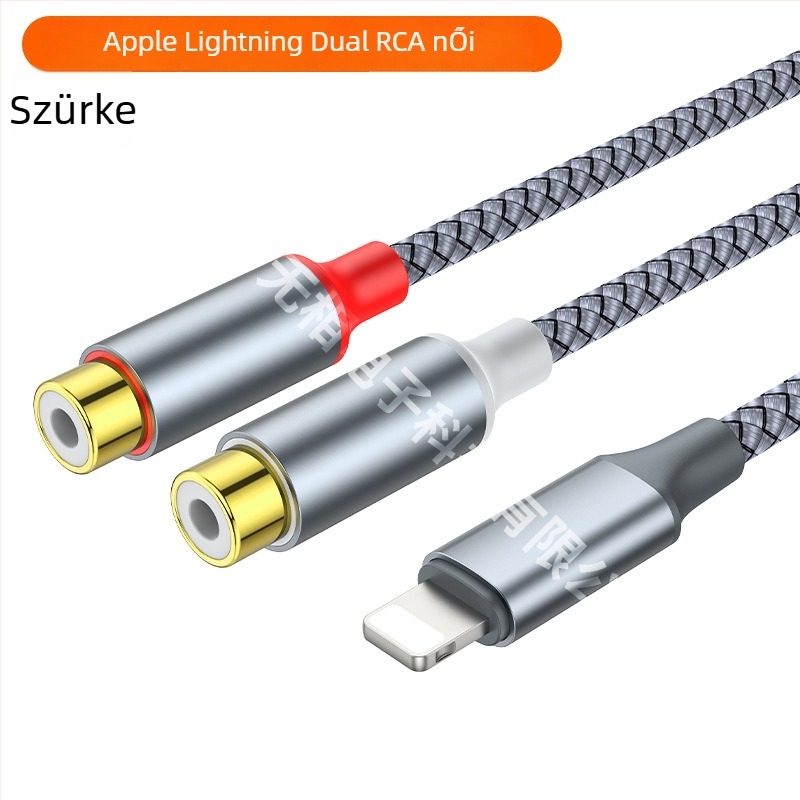 USB-C–ről 3,5 mm-es sztereó adapterkábellel, két RCA női kimenettel, aranyozott, réz vezető, OEM elérhető