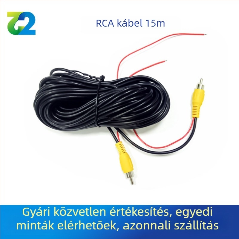 Autóhoz készült videó hosszabbító kábel hanggal és tolatókamerával, PVC burkolat, RoHS tanúsítva, márka Two or two, audio- és videó-kompatibilis.