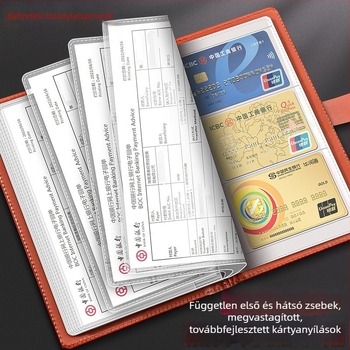 Prémium bőr banki dokumentumok rendezője több rekesszel: befizetési bizonylatok, bankszámla-könyv és kivonatok