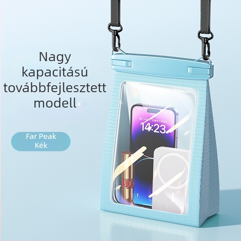 Érintőképernyős vízálló telefontáska, nagy kapacitású, 8 fokozatú vízállóság, ideális úszáshoz és raftinghoz, keresztpántos kozmetikai tároló