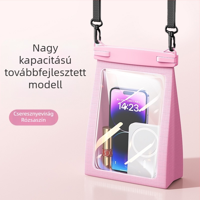 Érintőképernyős vízálló telefontáska, nagy kapacitású, 8 fokozatú vízállóság, ideális úszáshoz és raftinghoz, keresztpántos kozmetikai tároló
