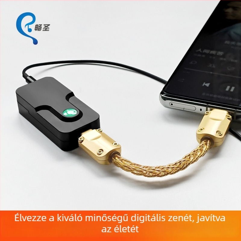 OTG Type-C audió kábel XS-012 kis végadapterrel, hallgató dekóderhez, hordozható DAC hangkártya kábel, ezüstözött réz vezeték
