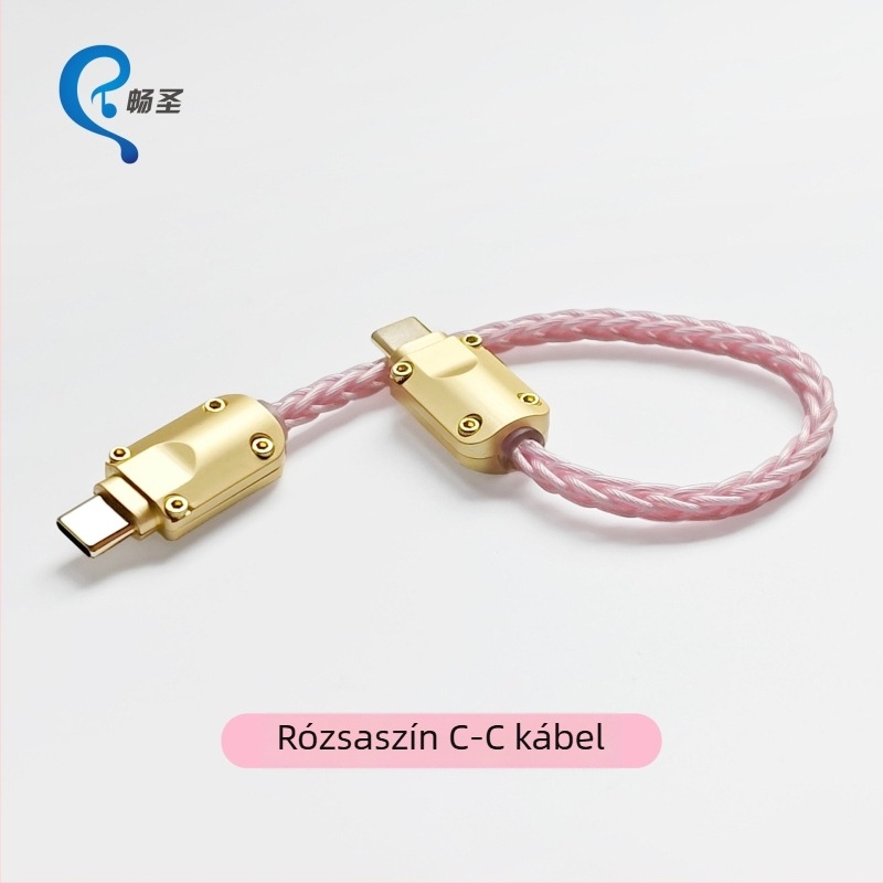 OTG Type-C audió kábel XS-012 kis végadapterrel, hallgató dekóderhez, hordozható DAC hangkártya kábel, ezüstözött réz vezeték