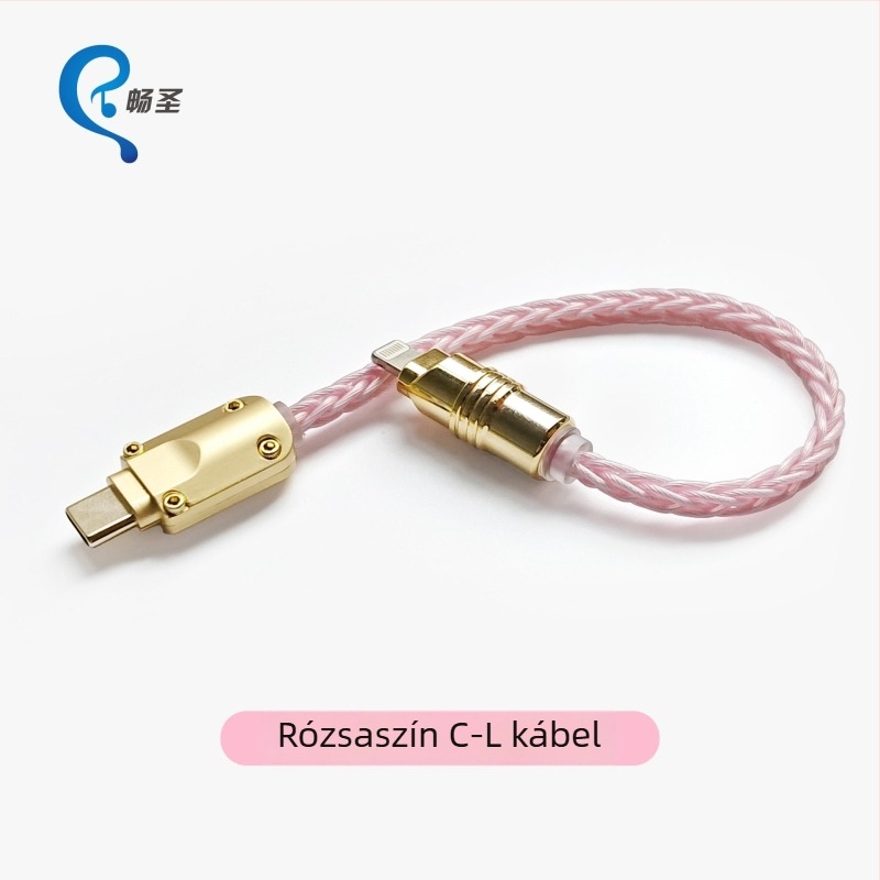 OTG Type-C audió kábel XS-012 kis végadapterrel, hallgató dekóderhez, hordozható DAC hangkártya kábel, ezüstözött réz vezeték
