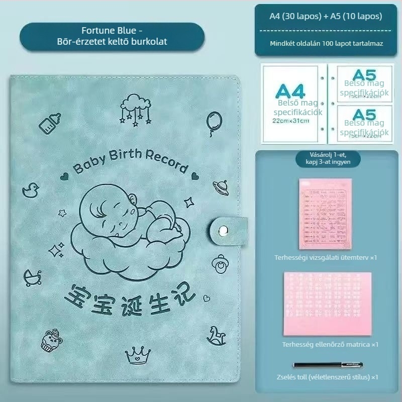 Bőr terhességi feljegyzések tároló könyv, modell Sleeping Baby Storage Book; 120 oldal; vastagság 1.5; anyag vastagsága 0.2; logó nyomtatás elérhető