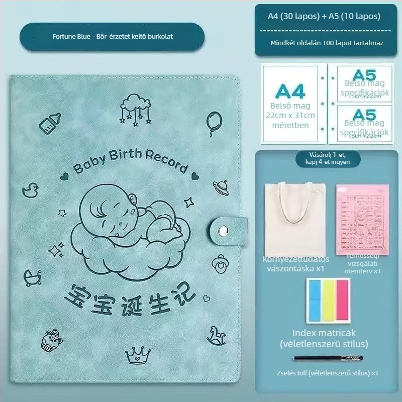 Bőr terhességi feljegyzések tároló könyv, modell Sleeping Baby Storage Book; 120 oldal; vastagság 1.5; anyag vastagsága 0.2; logó nyomtatás elérhető