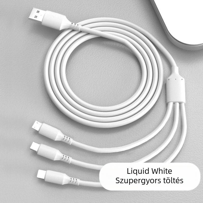 Kötött 66W USB gyorstöltő kábel, 1–3 kimenet, Huawei és Apple eszközökhöz