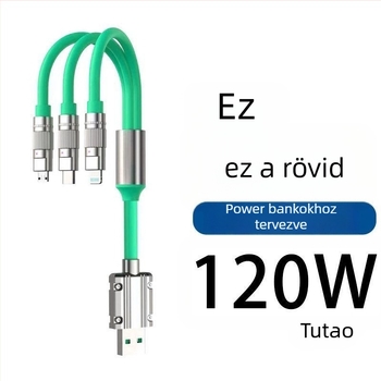 120W gyors töltésű Power Bank adatkábel Apple, Huawei, Oppo, Xiaomi, Vivo számára
