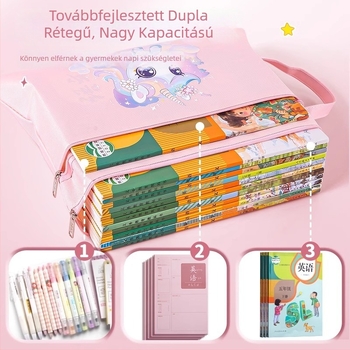 Vászon táska első osztályos diákok számára – nagy kapacitású táska a könyvek és dokumentumok számára, A4 méret