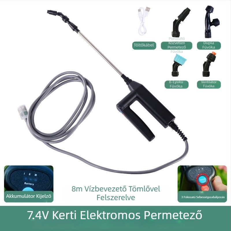 7,4V magas teljesítményű hordozható újratölthető permetező, dezinfekcióhoz és öntözéshez