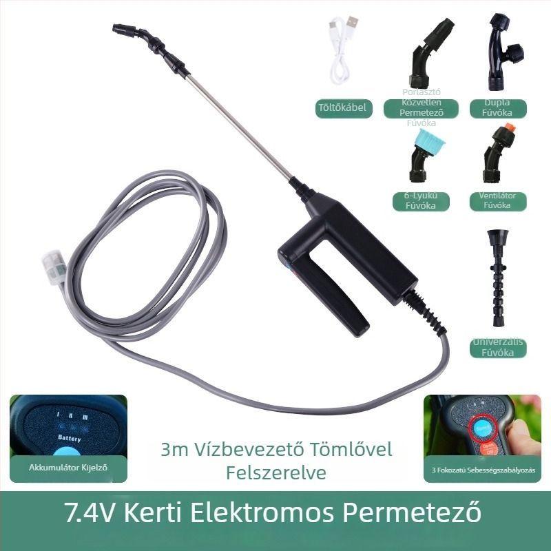 7,4V magas teljesítményű hordozható újratölthető permetező, dezinfekcióhoz és öntözéshez
