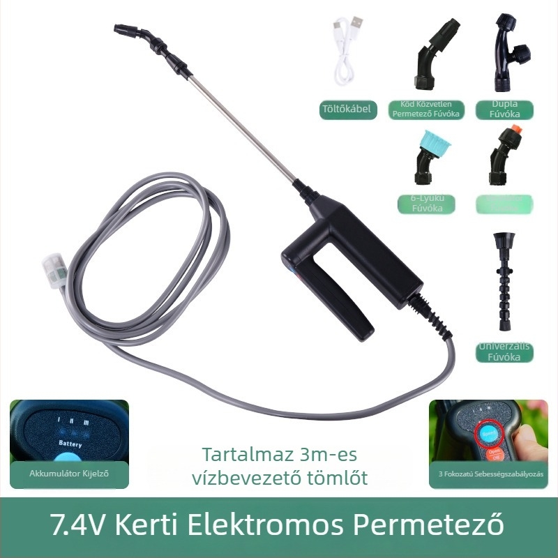 7,4V magas teljesítményű hordozható újratölthető permetező, dezinfekcióhoz és öntözéshez