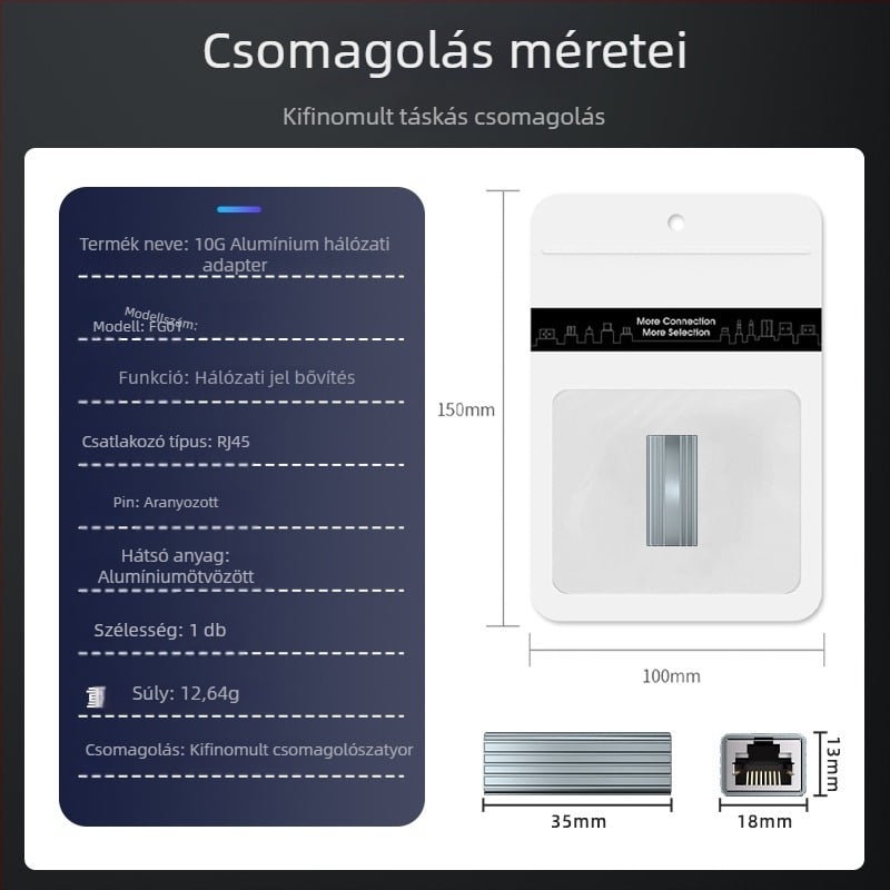 FG01 RJ45 Shielded Cat5e hálózati csatlakozó, egyenes, dupla fej