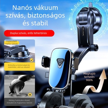 Universal autós telefontartó légkivezetőhöz, snap-on rögzítés, 360° forgatás, vízszintes és függőleges pozíció