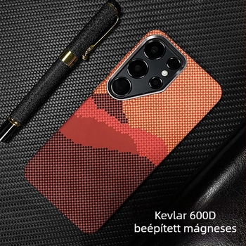 Kevlar-karbon szálas mágneses telefonvédő Samsung Galaxy S26 Ultra, PC anyagból, matt felület, sötétben világító effektussal