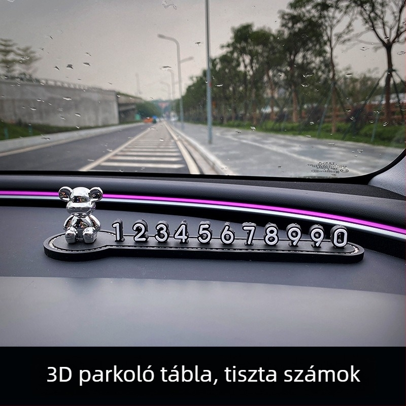 Autó ideiglenes parkolási számlemez – kreatív, aranyos belső autó dekoráció, műanyag; Modell: A Gazdagság Istene; Típus: Rejtett