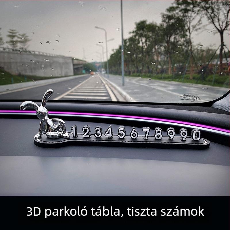 Autó ideiglenes parkolási számlemez – kreatív, aranyos belső autó dekoráció, műanyag; Modell: A Gazdagság Istene; Típus: Rejtett