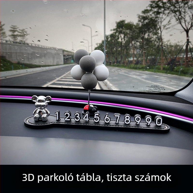 Autó ideiglenes parkolási számlemez – kreatív, aranyos belső autó dekoráció, műanyag; Modell: A Gazdagság Istene; Típus: Rejtett