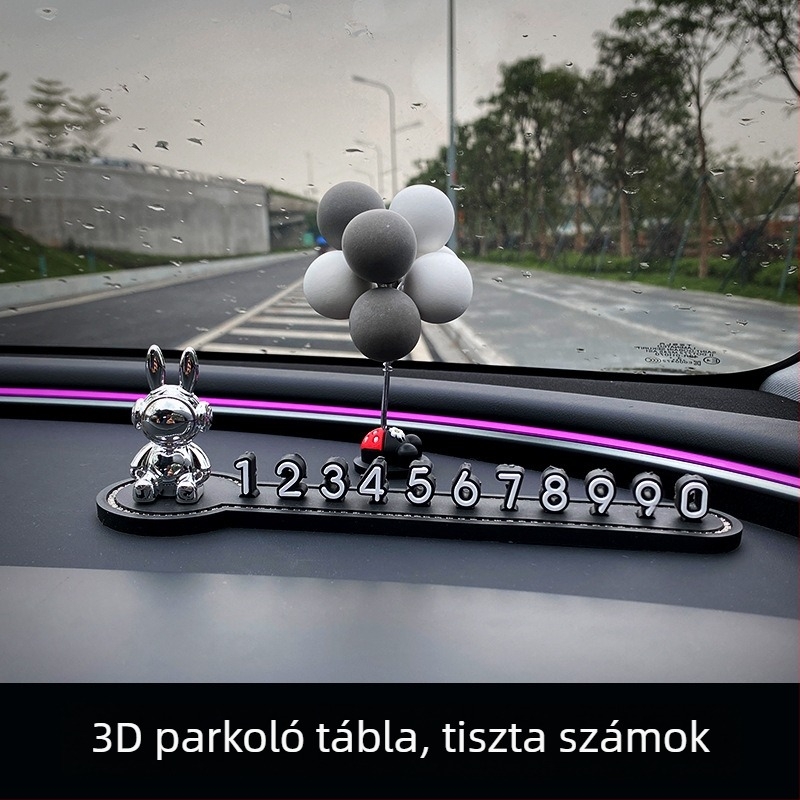 Autó ideiglenes parkolási számlemez – kreatív, aranyos belső autó dekoráció, műanyag; Modell: A Gazdagság Istene; Típus: Rejtett