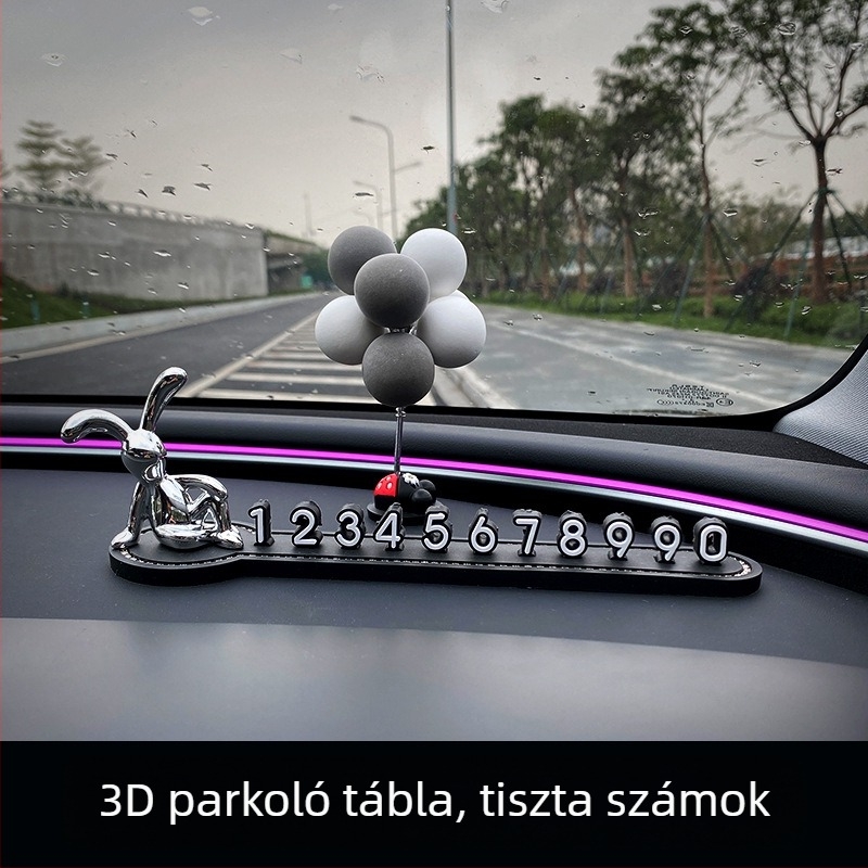 Autó ideiglenes parkolási számlemez – kreatív, aranyos belső autó dekoráció, műanyag; Modell: A Gazdagság Istene; Típus: Rejtett
