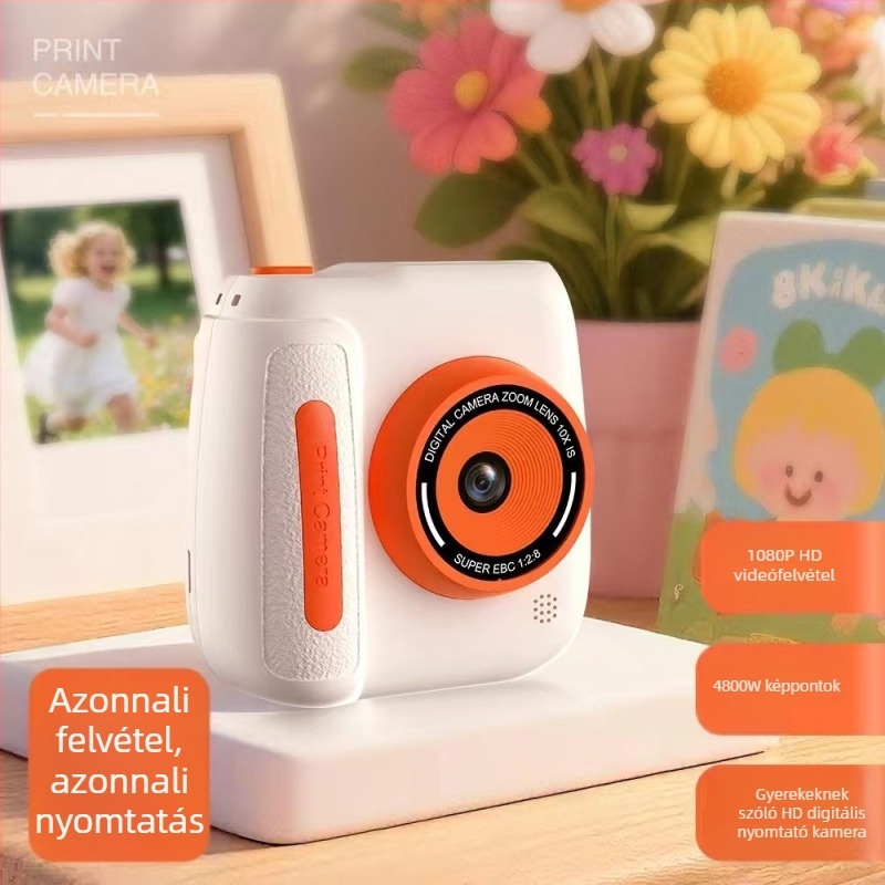 Gyermekeknek szánt azonnali nyomtató kamera D102 48MP szenzorral, 2,4 hüvelykes HD LCD kijelző, TF-kártya támogatás, 4 órás akkumulátor-üzemidő