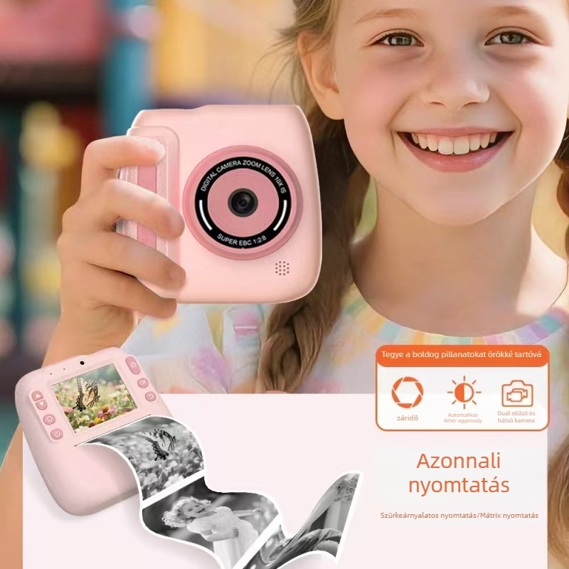 Gyermekeknek szánt azonnali nyomtató kamera D102 48MP szenzorral, 2,4 hüvelykes HD LCD kijelző, TF-kártya támogatás, 4 órás akkumulátor-üzemidő