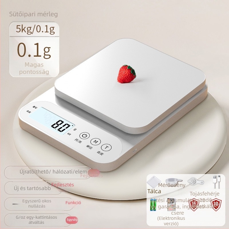 Elektronikus konyhai mérleg, nagy pontosságú sütéshez és élelmiszerekhez, modell 100