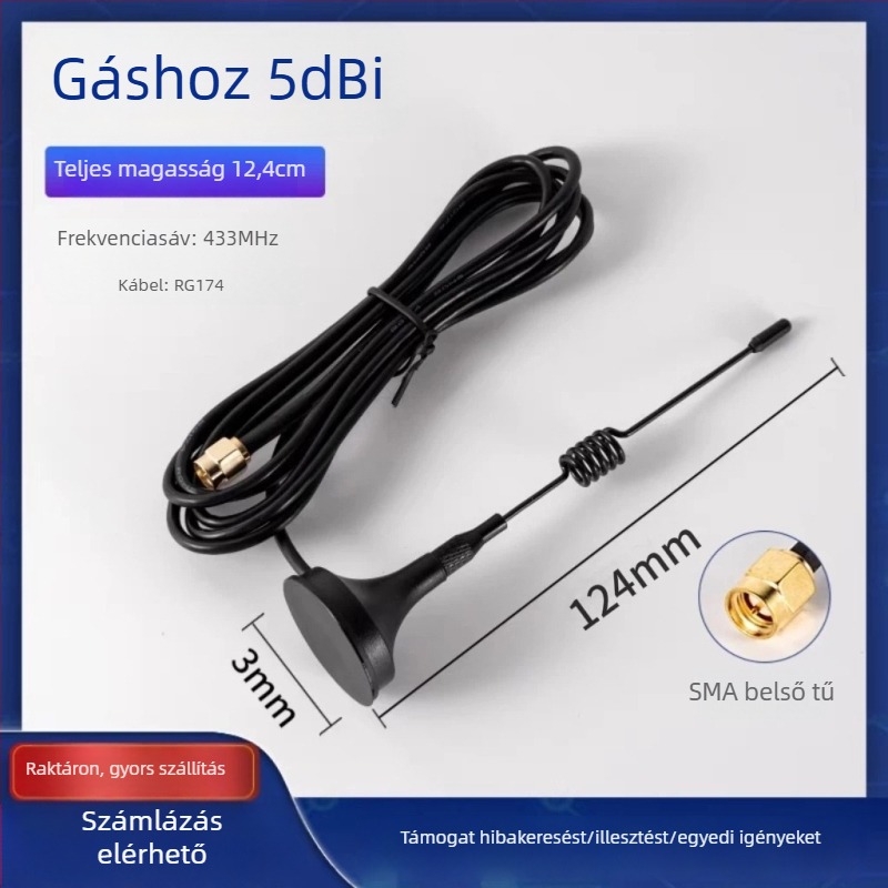 LoRa antenna magas nyereséggel, 12 dBi, 433 MHz, antenna ventuzával a modulhoz WEIHAN