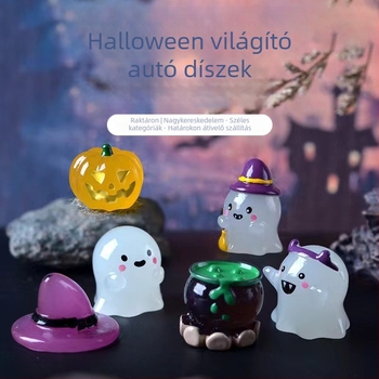 Mini Halloween világító varázsló-szellem dekor, rajzfilmszerű gyanta, természetes gyanta, Jiashi