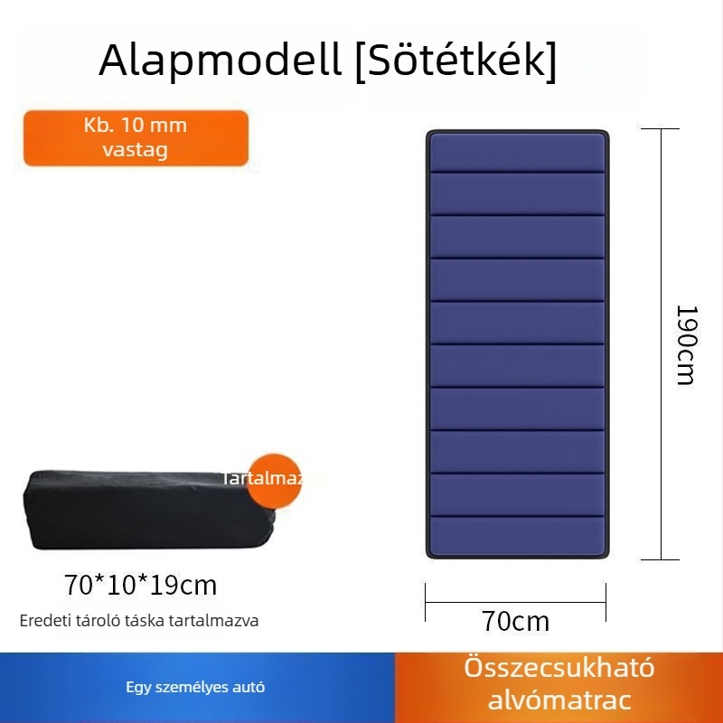 Autóba szerelhető egyágyas alvómatrac, hátsó csomagtartóban összecsukható, univerzális kompatibilitás, felfúvás nélkül