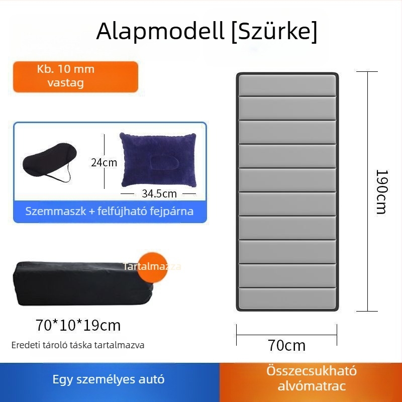 Autóba szerelhető egyágyas alvómatrac, hátsó csomagtartóban összecsukható, univerzális kompatibilitás, felfúvás nélkül