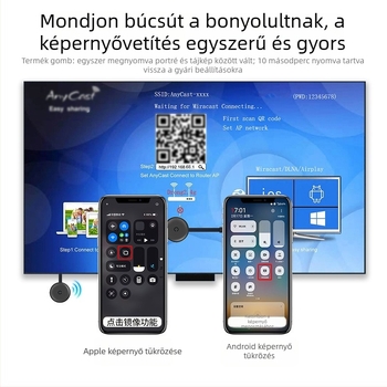 Vezeték nélküli mobiltelefon-projektor a TV-hez, HDMI, 1080p, RK3036 A210, 128MB RAM, képernyő-tükrözés