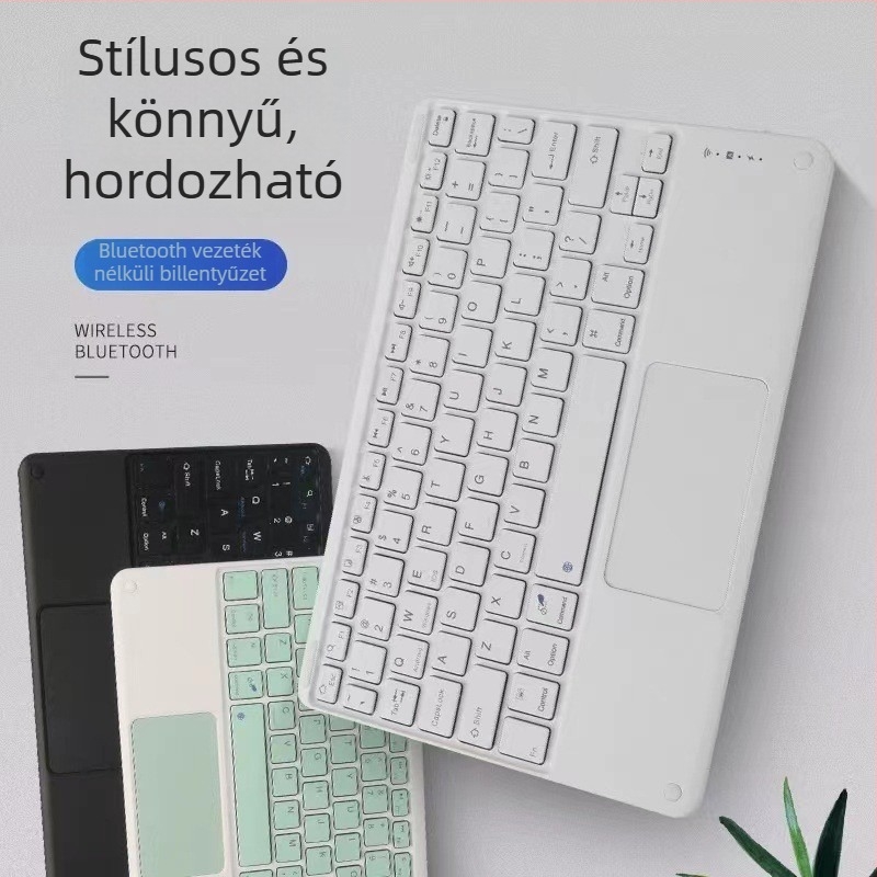 10 hüvelykes érintőképernyős Bluetooth billentyűzet iPadhez és tabletekhez, háttérvilágítással, ultra vékony mágneses rögzítéssel