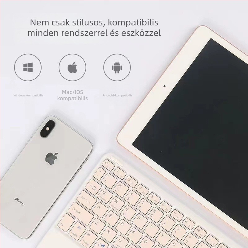10 hüvelykes érintőképernyős Bluetooth billentyűzet iPadhez és tabletekhez, háttérvilágítással, ultra vékony mágneses rögzítéssel