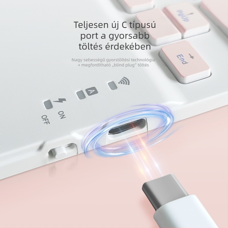 10 hüvelykes érintőképernyős Bluetooth billentyűzet iPadhez és tabletekhez, háttérvilágítással, ultra vékony mágneses rögzítéssel