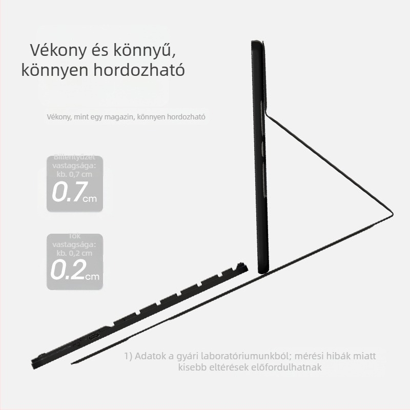 10 hüvelykes érintőképernyős Bluetooth billentyűzet iPadhez és tabletekhez, háttérvilágítással, ultra vékony mágneses rögzítéssel