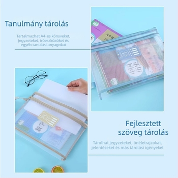 Baiyi nylon iskolai tantárgyakhoz való táska, cipzáras, két rekeszes