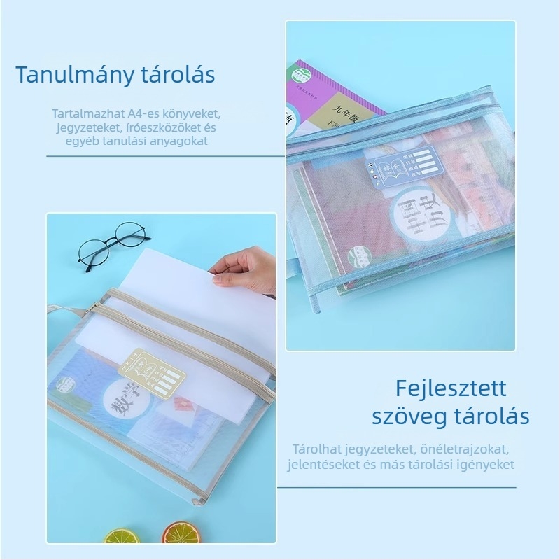 Baiyi nylon iskolai tantárgyakhoz való táska, cipzáras, két rekeszes