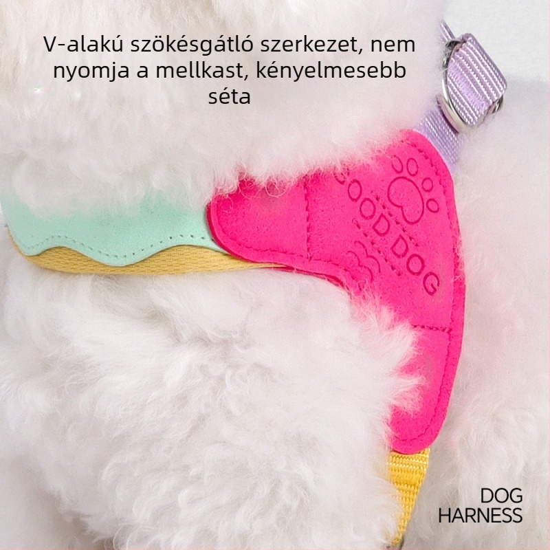Légáteresztő kutyahám nyeregszerű mellkasi pánttal kis- és közepes méretű kutyáknak
