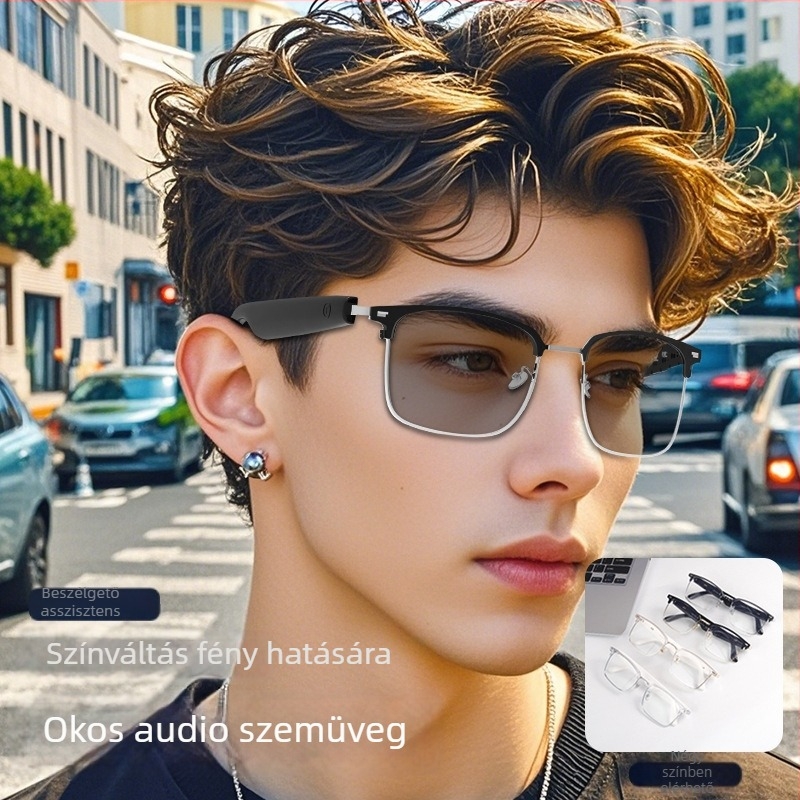 AI fordítással ellátott intelligens Bluetooth szemüveg – GS13, Akkumulátor 70×2, Hatótávolság 10 m, Érintéses vezérlés