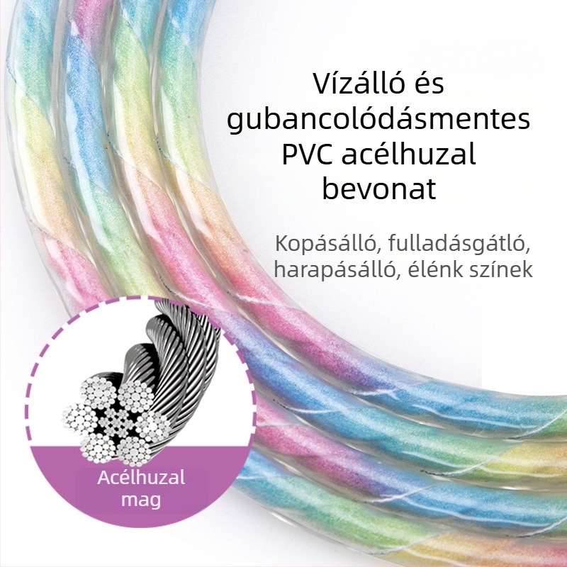 Világító paracord kutyapóráz acélhurokkal, kölyökkutyáknak és közepes méretű kutyáknak, edzéshez, fulladás elleni tervezés