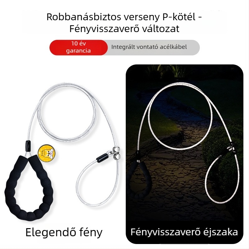 Világító paracord kutyapóráz acélhurokkal, kölyökkutyáknak és közepes méretű kutyáknak, edzéshez, fulladás elleni tervezés