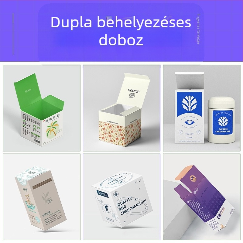 Személyre szabott hajtogatható kraft papír csomagoló doboz, 350 gsm, forró fóliázás, ezüst forró fóliázás, UV nyomtatás és relief — Tianli