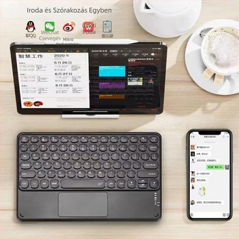 Vezeték nélküli Bluetooth billentyűzet érintőpaddal, kompatibilis iPad, Huawei és Xiaomi tabletekkel és okostelefonokkal