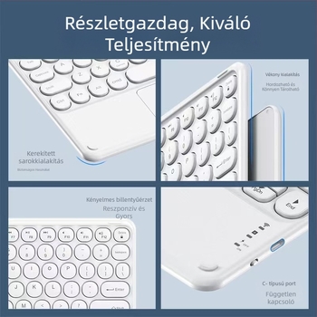 Vezeték nélküli Bluetooth billentyűzet érintőpaddal, kompatibilis iPad, Huawei és Xiaomi tabletekkel és okostelefonokkal