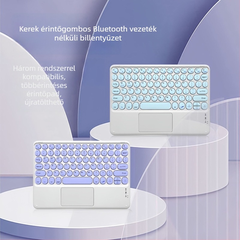 Vezeték nélküli Bluetooth billentyűzet érintőpaddal, kompatibilis iPad, Huawei és Xiaomi tabletekkel és okostelefonokkal